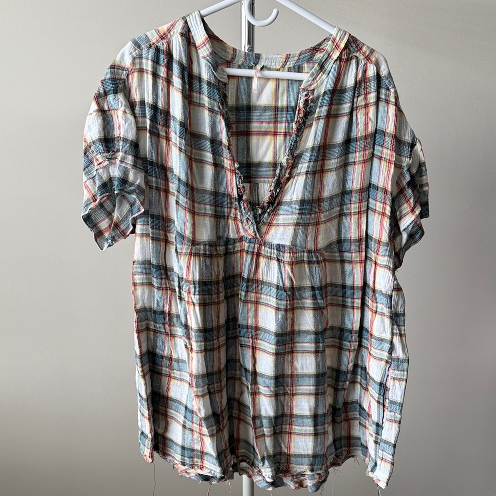 Free People Multicolor Plaid Top
